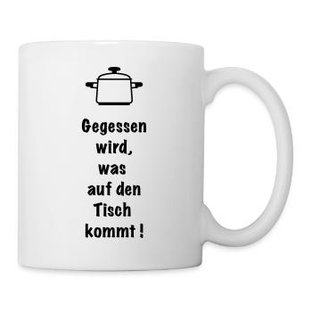Gegessen wird was auf den Tisch kommt Kochschürze - Tasse - Weiß - Rechts