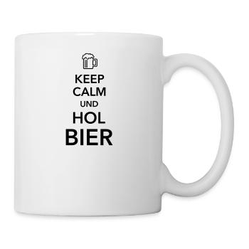 Keep calm und hol Bier Bierkasten Grillparty Wiesn - Tasse - Weiß - Rechts