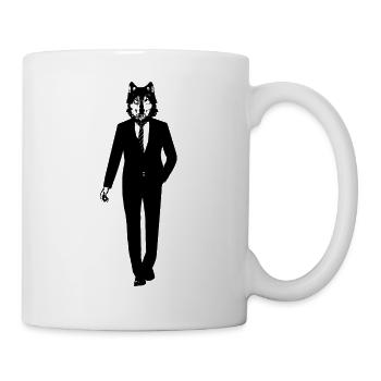 Wolf im Anzug - Tasse - Weiß - Rechts