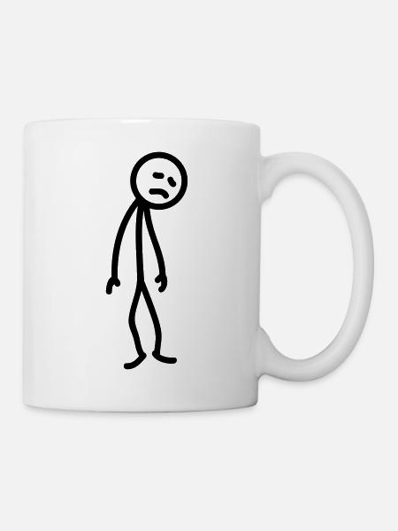 Sad unfortunate stick figure depressed - Mug - white