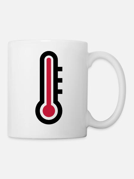 Thermostat Temperatur Symbol Icon - Tasse - Weiß