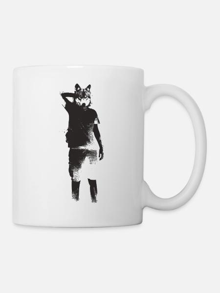 black wolf illustration - Mug - white