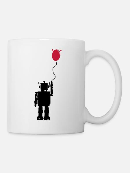 Roboterluftballon Hinten - Tasse - Weiß