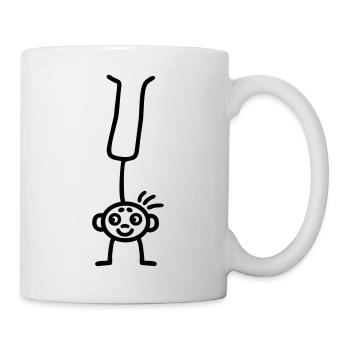 Strichmännchen turnen - Tasse - Weiß - Rechts
