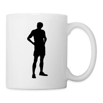 Silhouette, Mann in kurzer Hose (Vectorgraphic) - Tasse - Weiß - Rechts