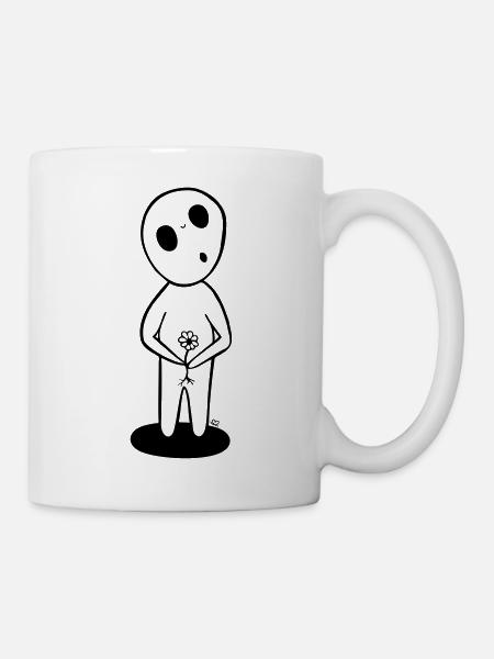 SYLVANN: the Sylvain with the flower - black version - Mug - white