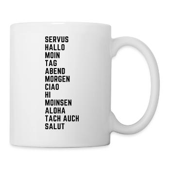 Begrüßungen verschiedener Sprachen - Logo - Tasse - Weiß - Rechts