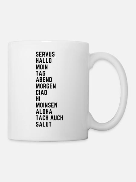 Begrüßungen verschiedener Sprachen - Logo - Tasse - Weiß
