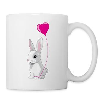 Cute happy rabbit with pink balloon - Mug - white - Right