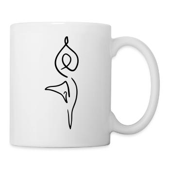 Yoga Line Art - Minimalistisch - Tasse - Weiß - Rechts