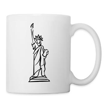 Freiheitsstatue Line Art - Minimalistisch - Tasse - Weiß - Rechts
