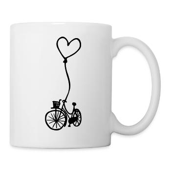 Vélo avec le cœur sur la corde - Mug blanc - blanc - Droite