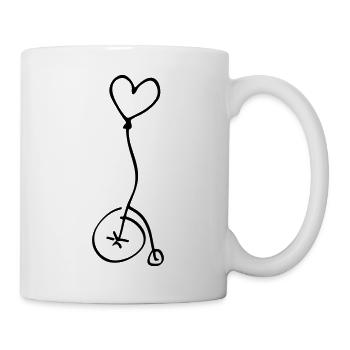 Ein Herz für Rollstuhlfahrer Silhouette Zeichnung - Tasse - Weiß - Rechts