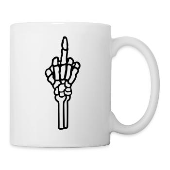 Knochen fuck you Mittelfinger - Tasse - Weiß - Rechts