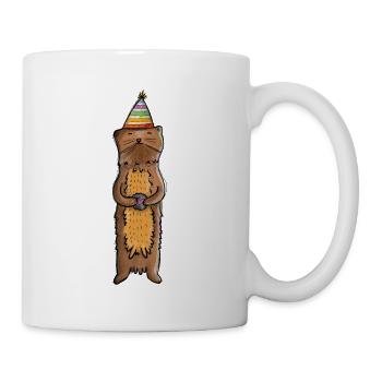 Cute otter with party hat - Mug - white - Right