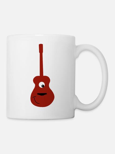 guitare acoustique souriante - Mug blanc - blanc