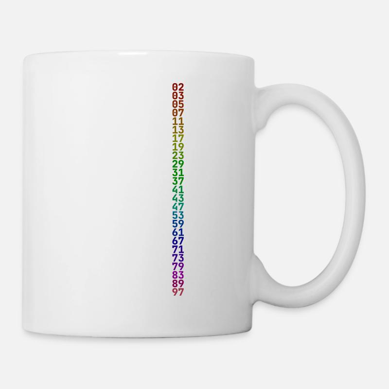 Primzahlen von 1 bis 100 für Hellfeld - Tasse - Weiß
