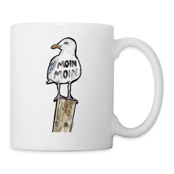Moin Moin / Möwe / Norddeutschland / See / Meer - Tasse - Weiß - Rechts