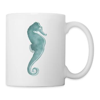 "Seepferdchen", Boho Line Art Design, Serie Ocean - Tasse - Weiß - Rechts