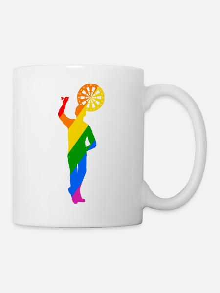 bunter Dartspieler Wurf mit Links - Tasse - Weiß