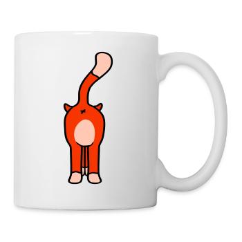 Stehende Lustige Katze von Hinten Rückseite Arsch - Tasse - Weiß - Rechts