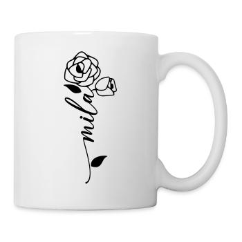 Mila Nom Prénom Nom Fleur - Mug blanc - blanc - Droite