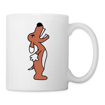 Dog angrily yelling upwards barking loudly yapping - Mug - white - Right