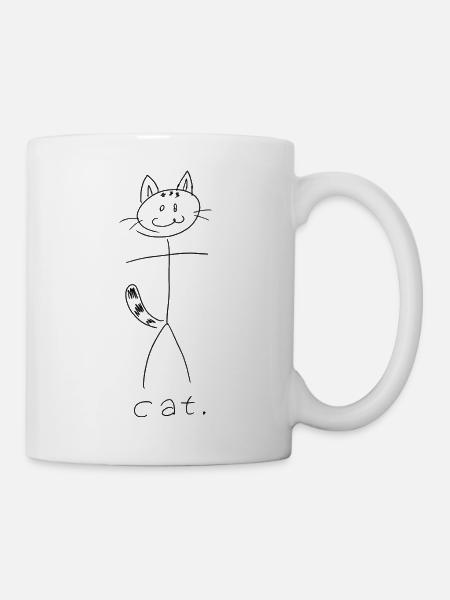 Cat. (black lines) (by Leni Riosa) - Mug - white