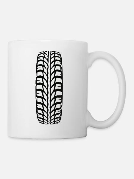 Reifentread Rillenmuster - Tasse - Weiß