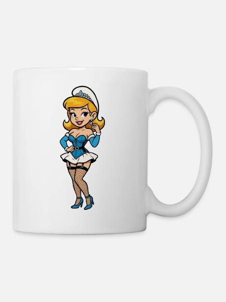Blaue Gnomenfrau - Tasse - Weiß