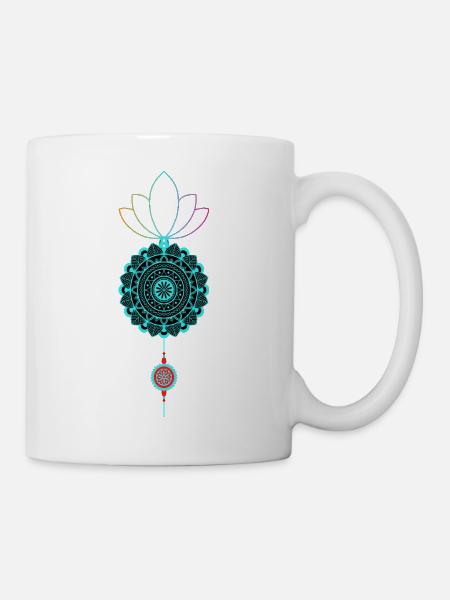 Mandala-Lotus Farbspiel - Tasse - Weiß