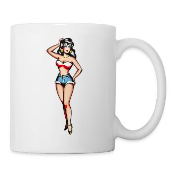 Fille Pin-Up Classique au tatouage - Mug blanc - blanc - Droite