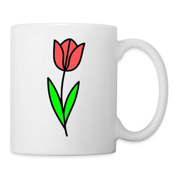 Tulpe Blume Blüte Comic - Tasse - Weiß - Rechts