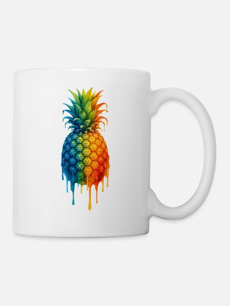Ananas mit buntem Farbverlauf - Tasse - Weiß