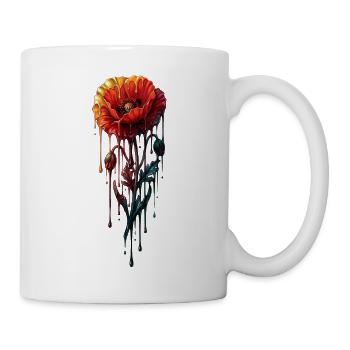 Poppy with colorful, dripping color - Mug - white - Right
