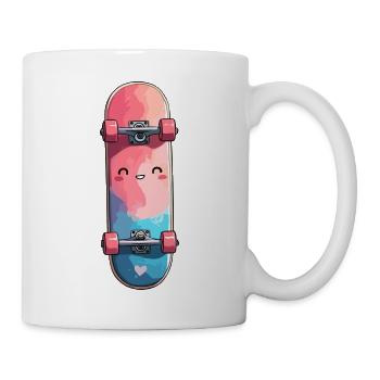Kuscheliges Wasserfarben-Skateboard - Tasse - Weiß - Rechts
