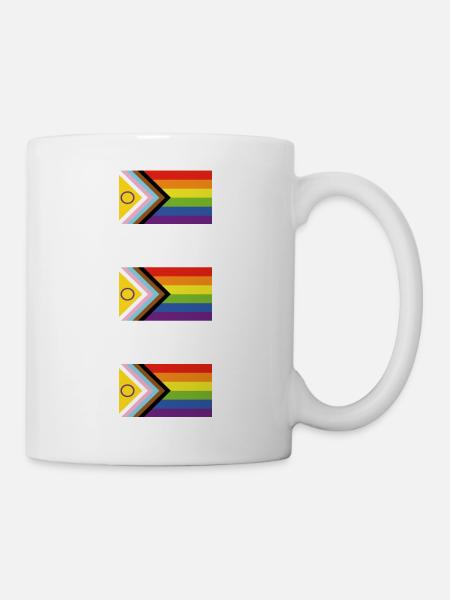 Progress Inclusive Pride Rainbow Flag LGBTQ+ - Tasse - Weiß