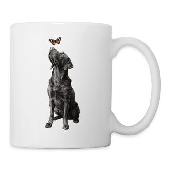 Labrador Illustration mit Schmetterling Hund Labbi - Tasse - Weiß - Rechts
