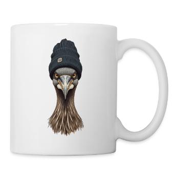 Emukopf mit gemütlicher Mütze - Tasse - Weiß - Rechts