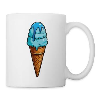 Cornet de glace en dessin animé de glace bleu - Mug blanc - blanc - Droite