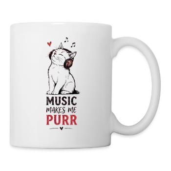 Katze Musik Kopfhörer Purr Geschenk - Tasse - Weiß - Rechts