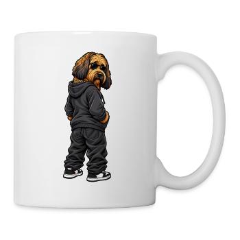 Gangster Briard im coolen Streetwear Look - Tasse - Weiß - Rechts