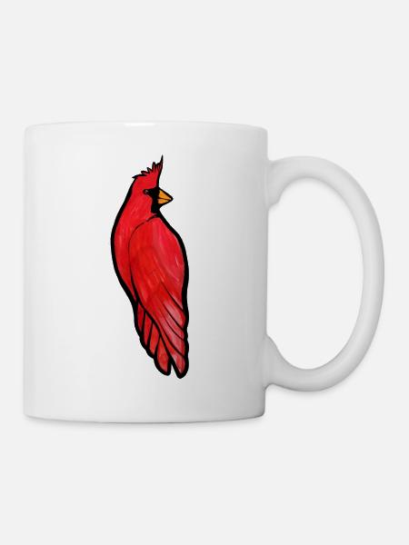 Crimson Cardinal auf Schwarz - Tasse - Weiß