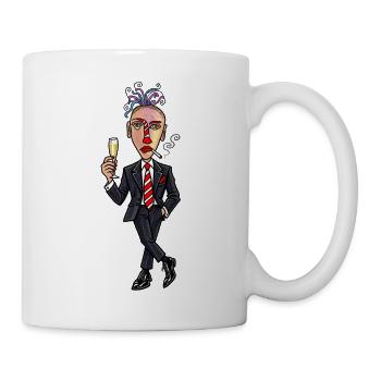 Surrealer Anzugheld mit sektglas - Tasse - Weiß - Rechts