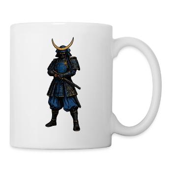Samurai mit blauer Rüstung und Mondhelm - Tasse - Weiß - Rechts