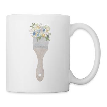 Pinsel-Blumenstrauß - Tasse - Weiß - Rechts
