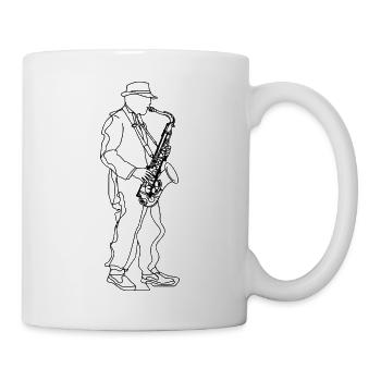 Saxophonspieler Line Art - Tasse - Weiß - Rechts