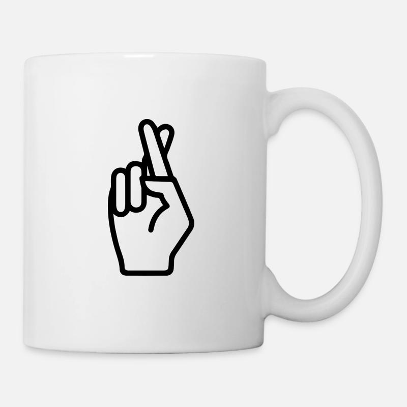 Signe main, doigts croisés, geste - Mug blanc - blanc