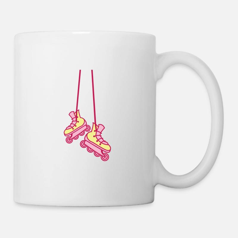 patins à roulettes suspendus en rose mignon RETRO - Mug blanc - blanc