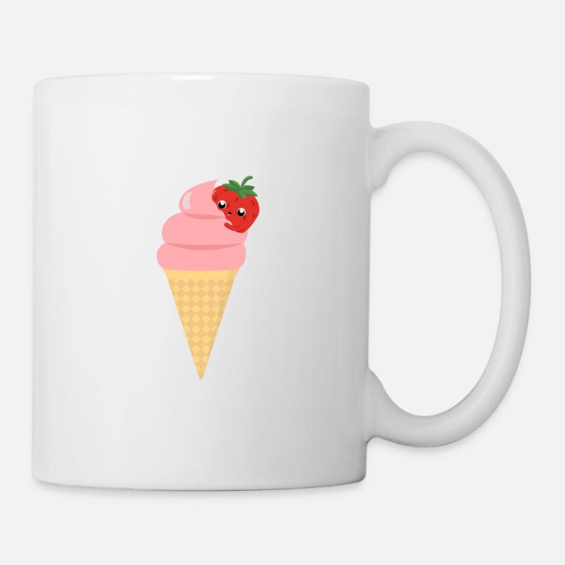 glace à la fraise - Mug blanc - blanc